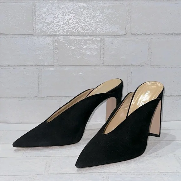 Napoleoni Made in Italy Black Suede Leather Mules - Picture 1 of 9